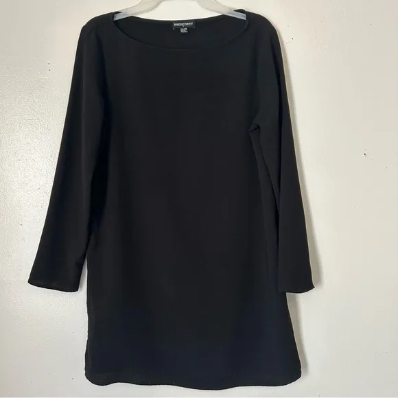 chinese dress ladies American Apparel Women's Cotton 2x2 Long Sleeve Crewneck Dress, Black,  X-Small at Amazon Women's Clothing store main image 0